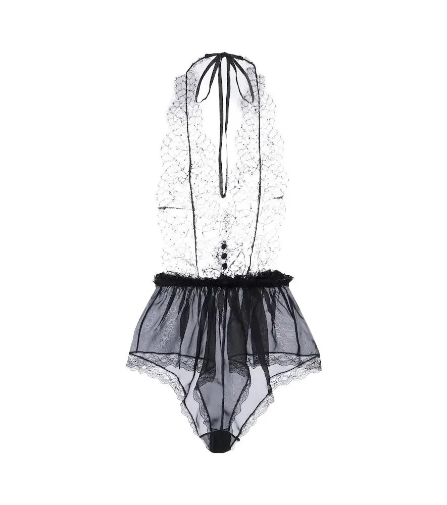 Dolce & Gabbana Sheer silk and cotton-blend lace bodysuit