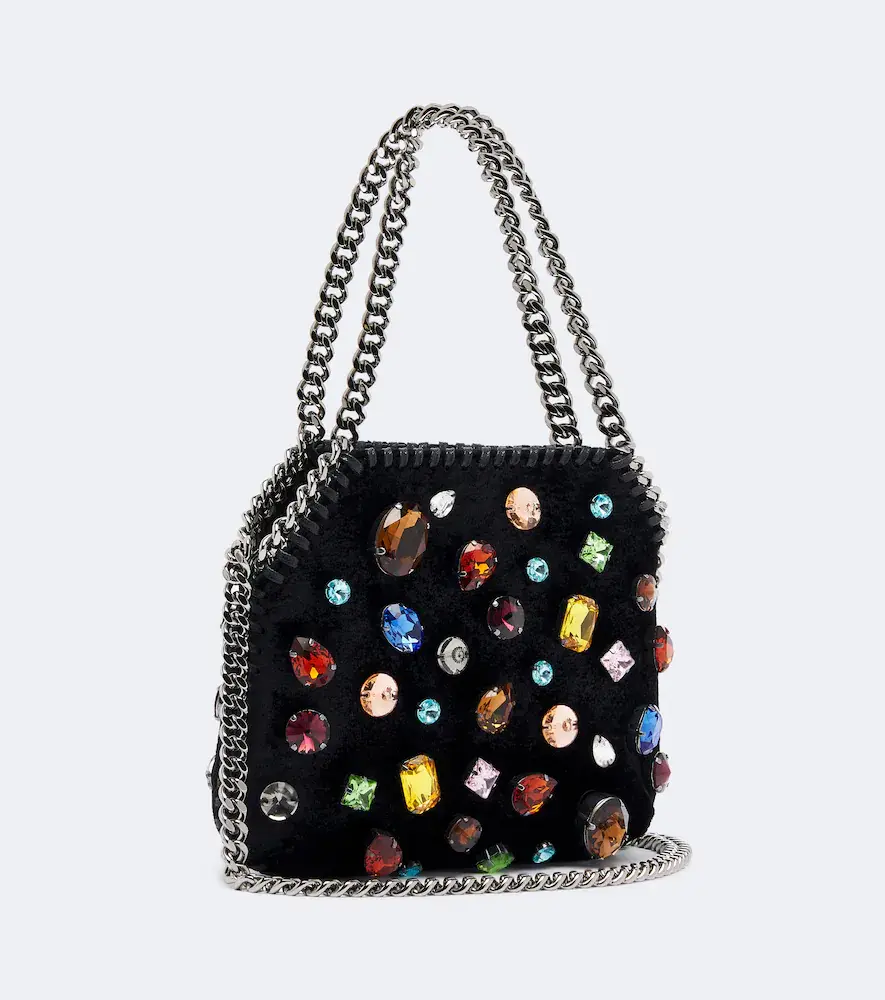 Stella McCartney Falabella Tiny embellished velvet shoulder bag | Thumbnail 2