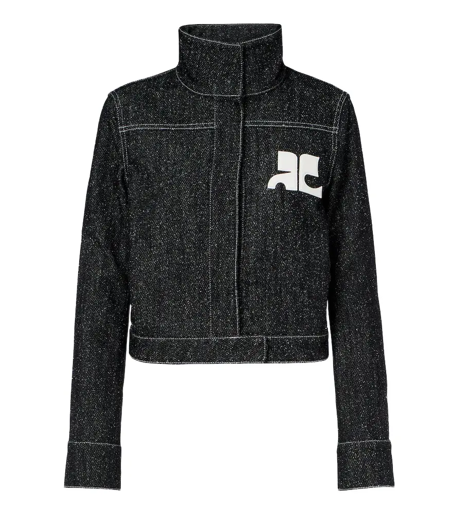 Courrèges Logo denim tweed jacket
