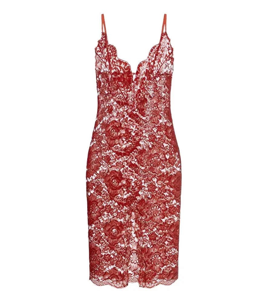 Saint Laurent Cotton-blend lace slip dress