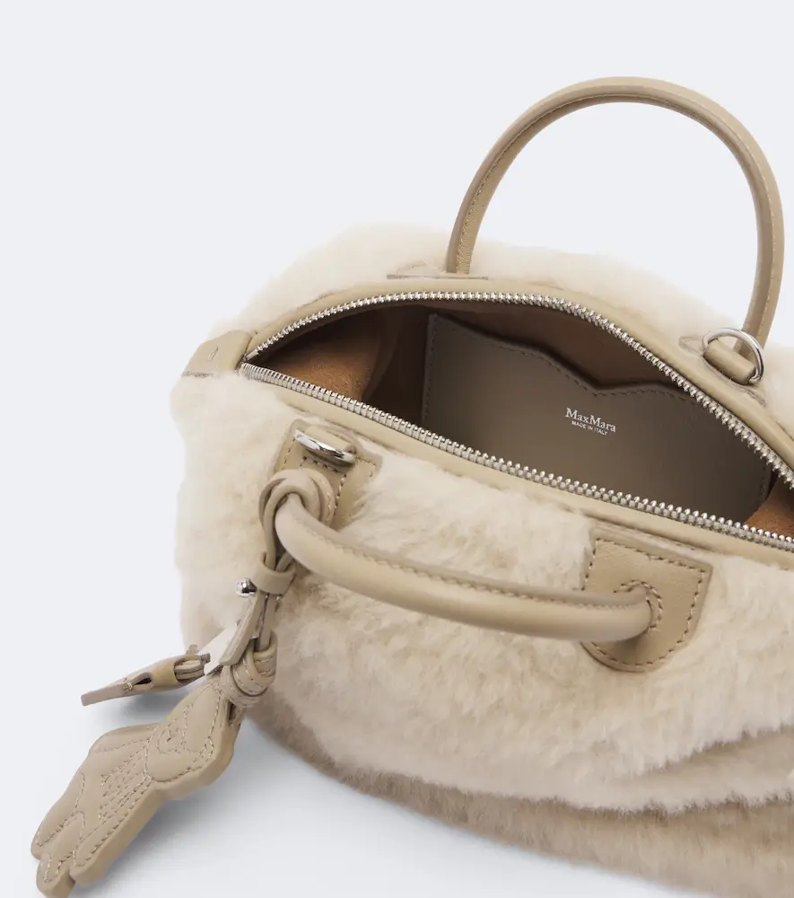 Max Mara Small leather-trimmed teddy top-handle bag | Thumbnail 3 Max Mara Small leather-trimmed teddy top-handle bag | Thumbnail 3