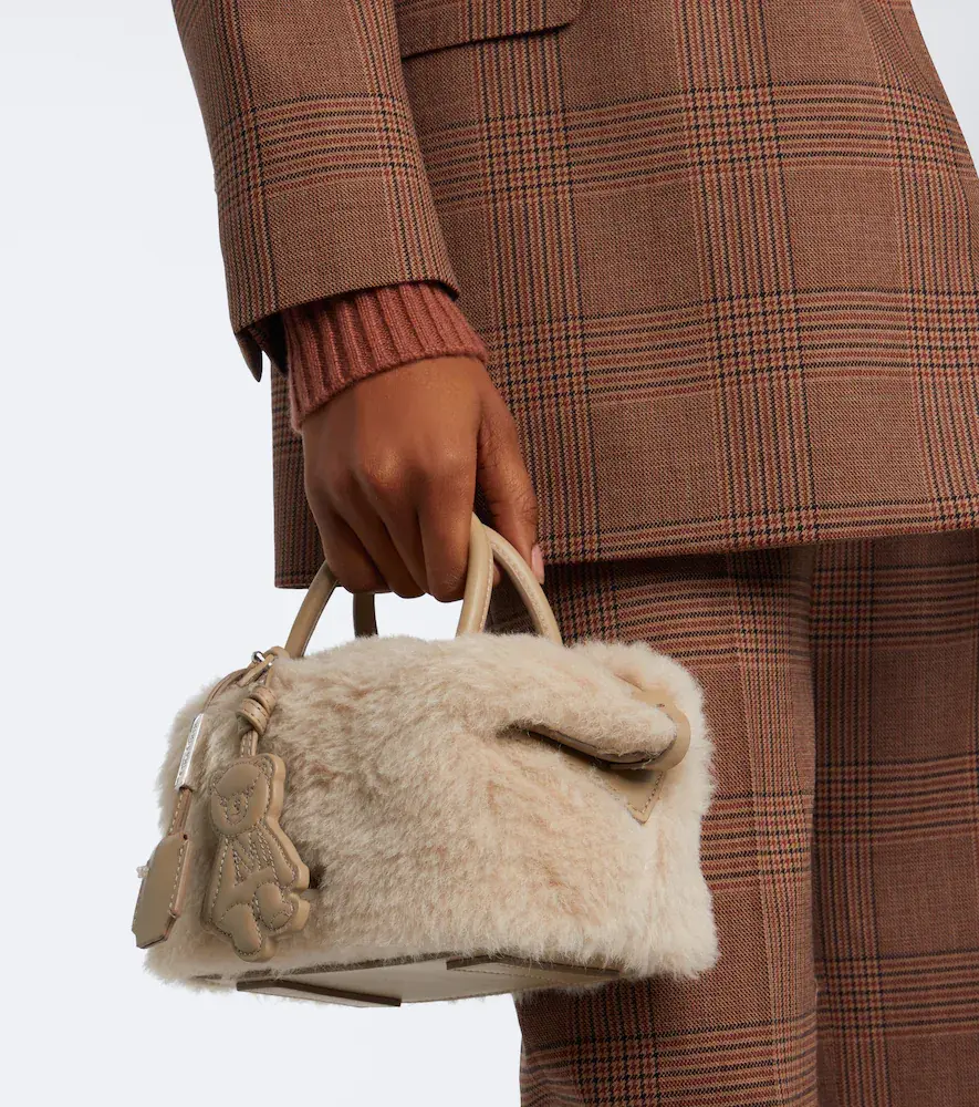 Max Mara Small leather-trimmed teddy top-handle bag | Thumbnail 5 Max Mara Small leather-trimmed teddy top-handle bag | Thumbnail 5