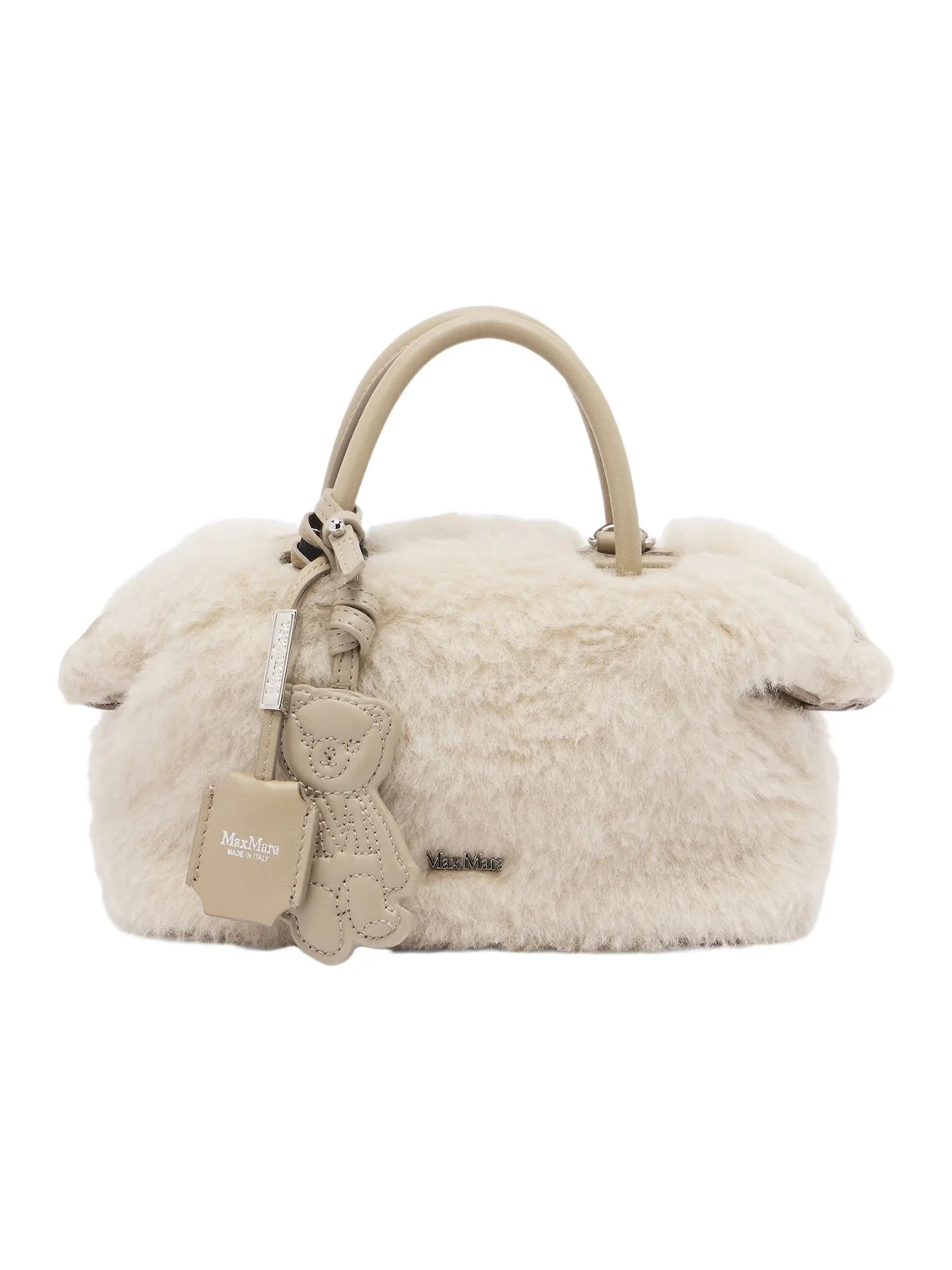 Max Mara Small leather-trimmed teddy top-handle bag