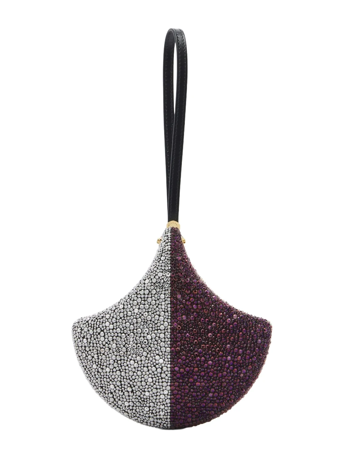 BVLGARI Ginkgo crystal-embellished suede clutch