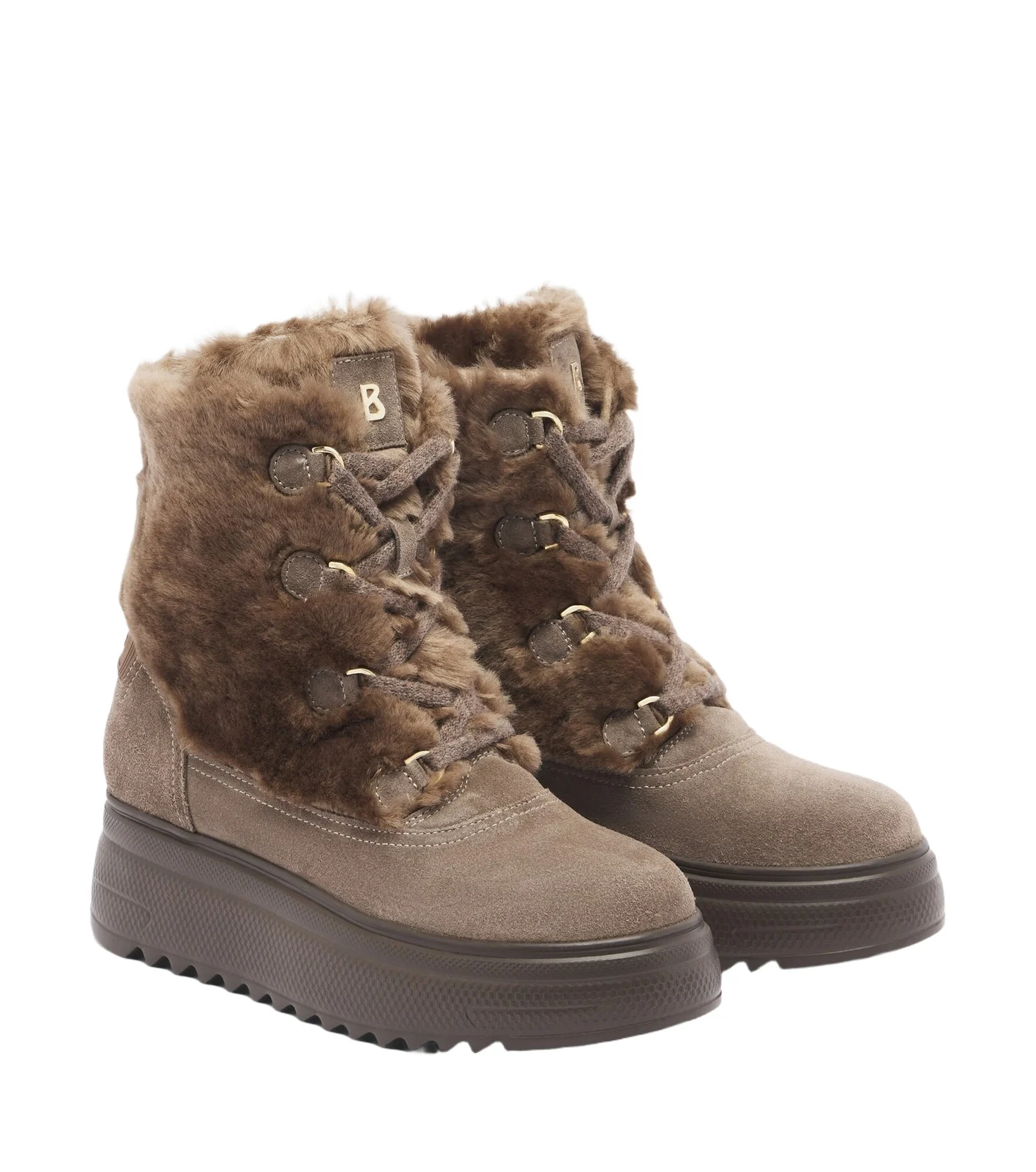 Bogner Stockholm suede and shearling lace-up boots