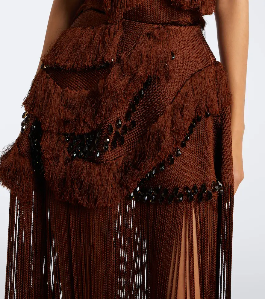 Xu Zhi Braided embellished fringed miniskirt | Thumbnail 6