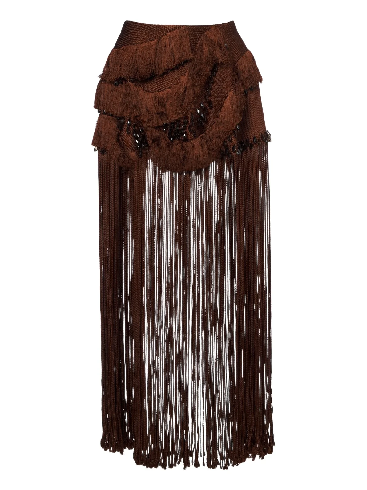 Braided embellished fringed miniskirt Braided embellished fringed miniskirt