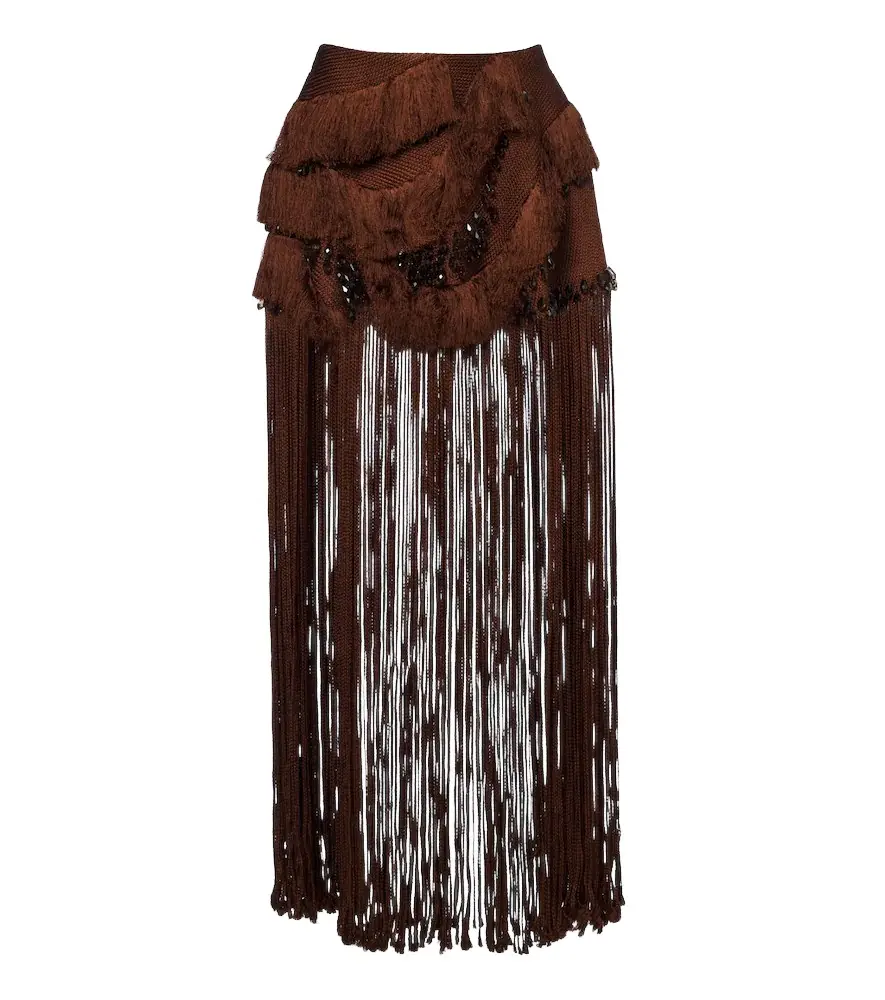 Xu Zhi Braided embellished fringed miniskirt