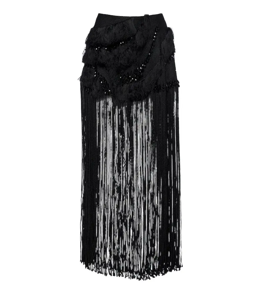 Xu Zhi Braided embellished fringed miniskirt