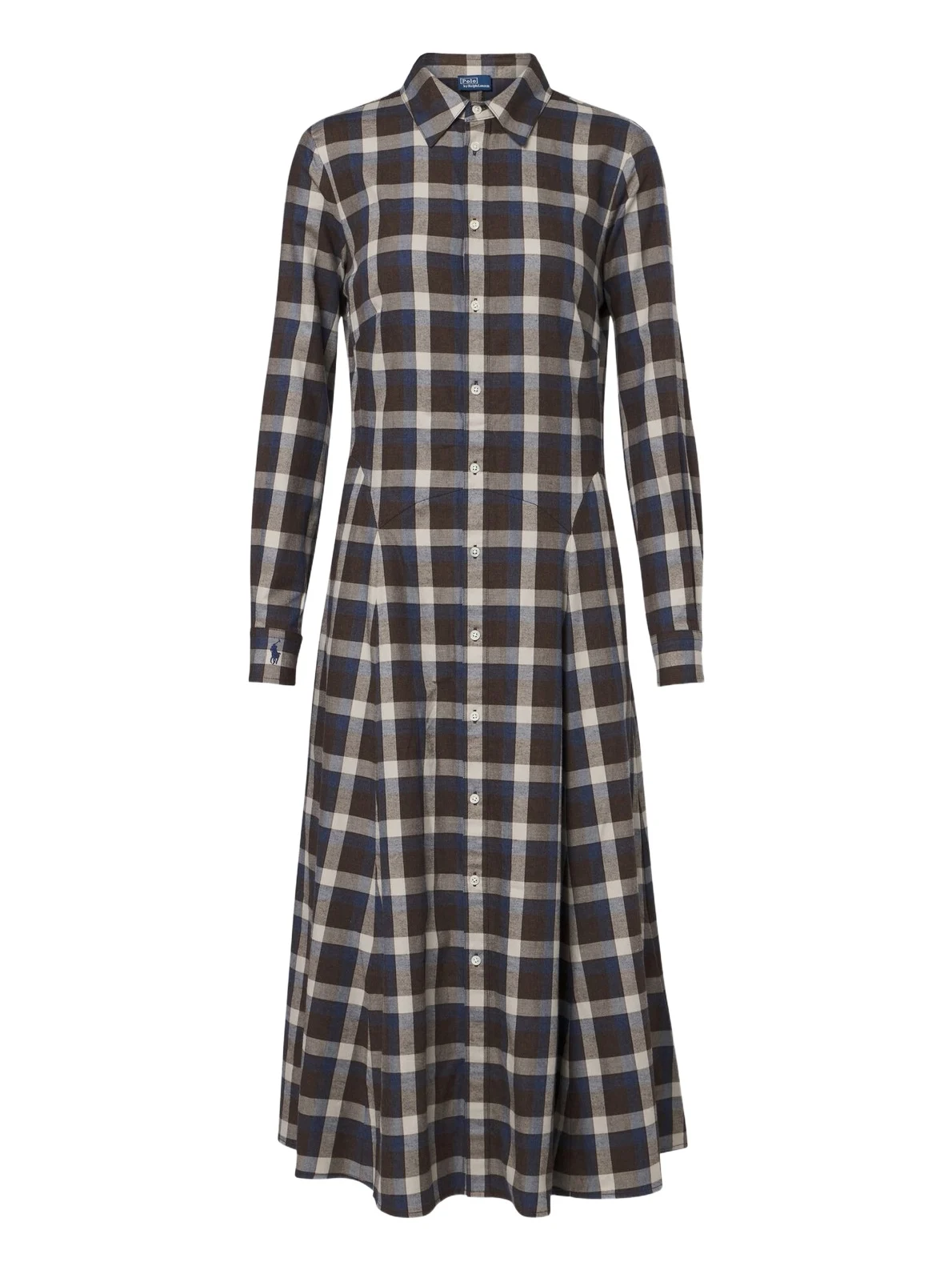 Plaid cotton twill shirt dress