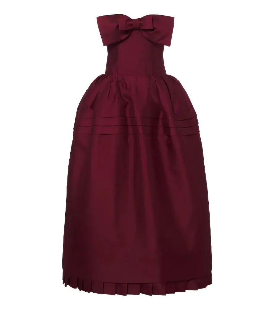 Bow-detail wool and silk blend bustier dress Bow-detail wool and silk blend bustier dress