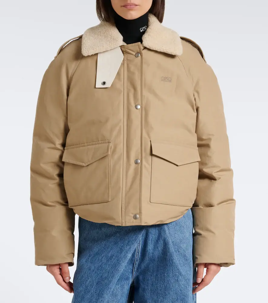 Loewe Padded shearling-trimmed cotton-blend jacket | Thumbnail 4
