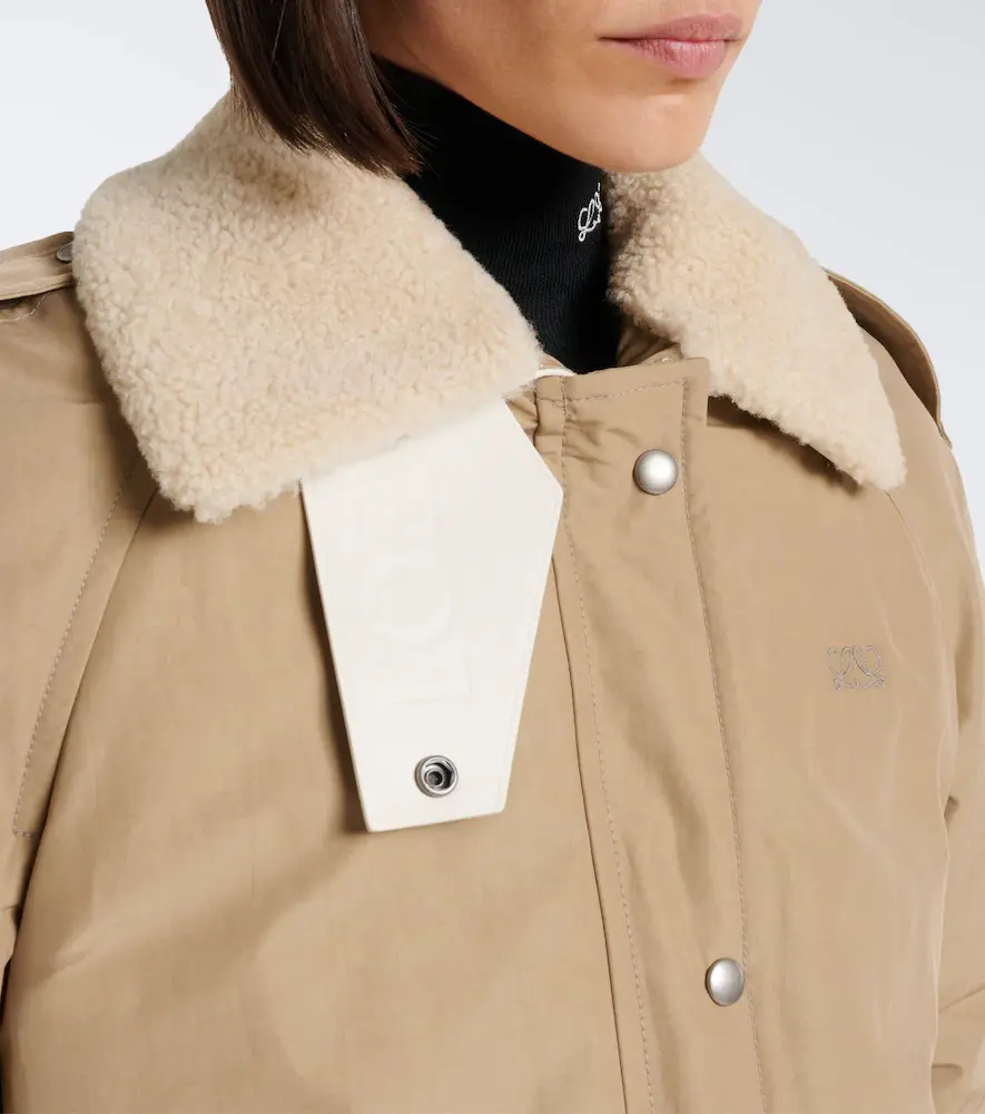 Loewe Padded shearling-trimmed cotton-blend jacket | Thumbnail 6