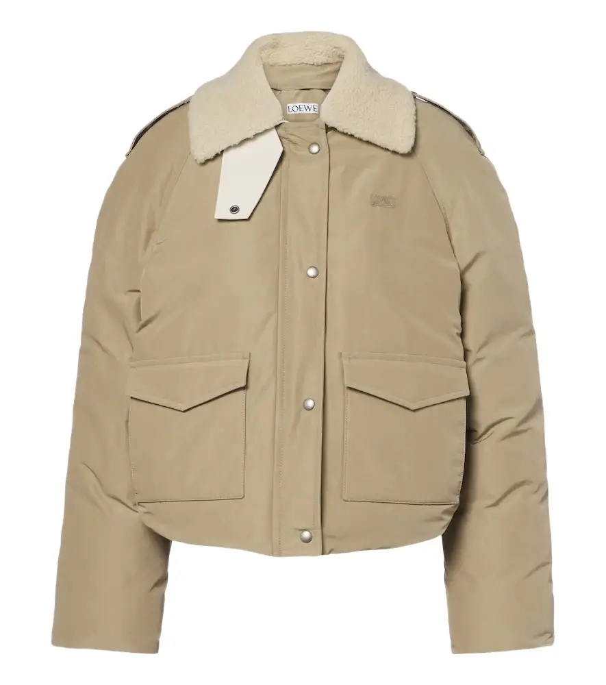 Padded shearling-trimmed cotton-blend jacket Padded shearling-trimmed cotton-blend jacket