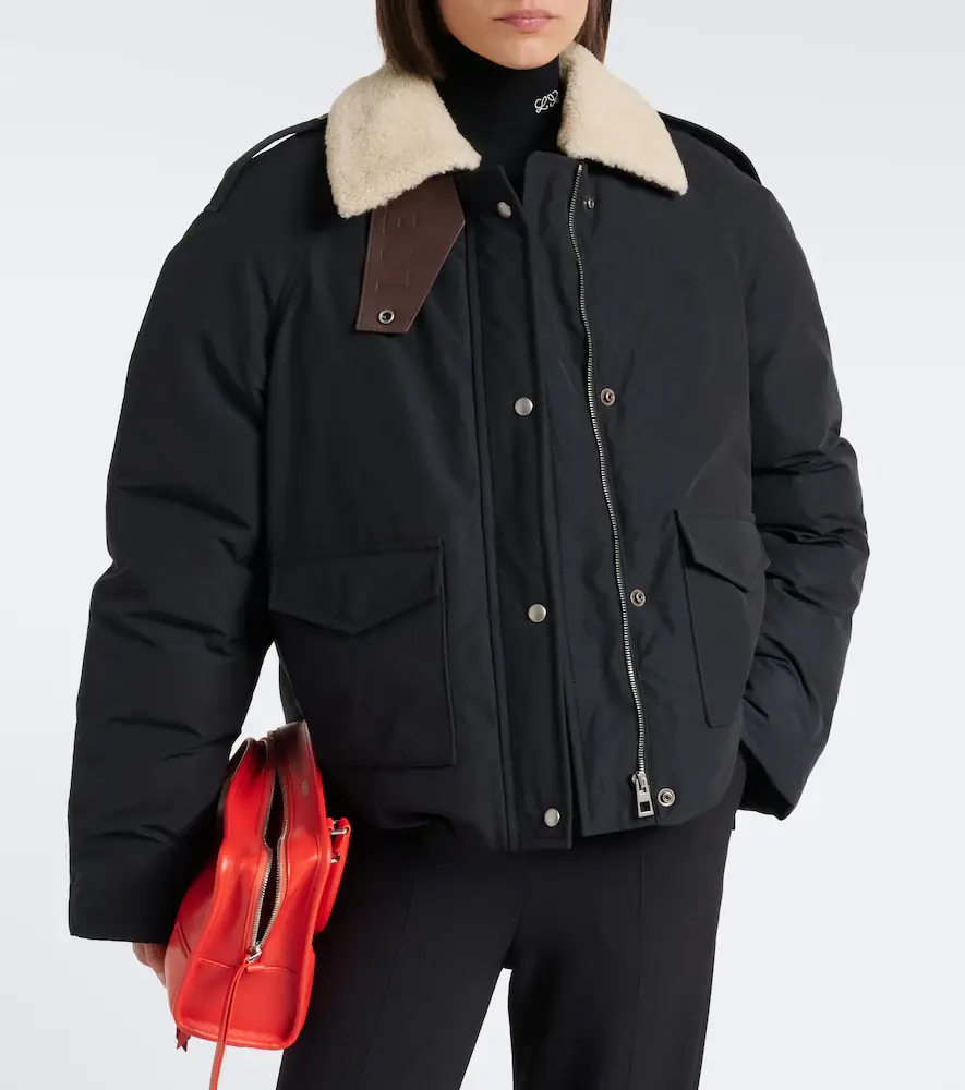 Loewe Padded shearling-trimmed cotton-blend jacket | Thumbnail 2