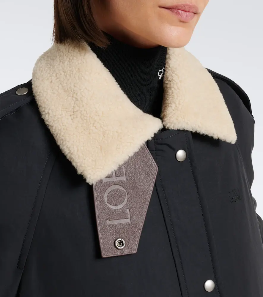 Loewe Padded shearling-trimmed cotton-blend jacket | Thumbnail 3