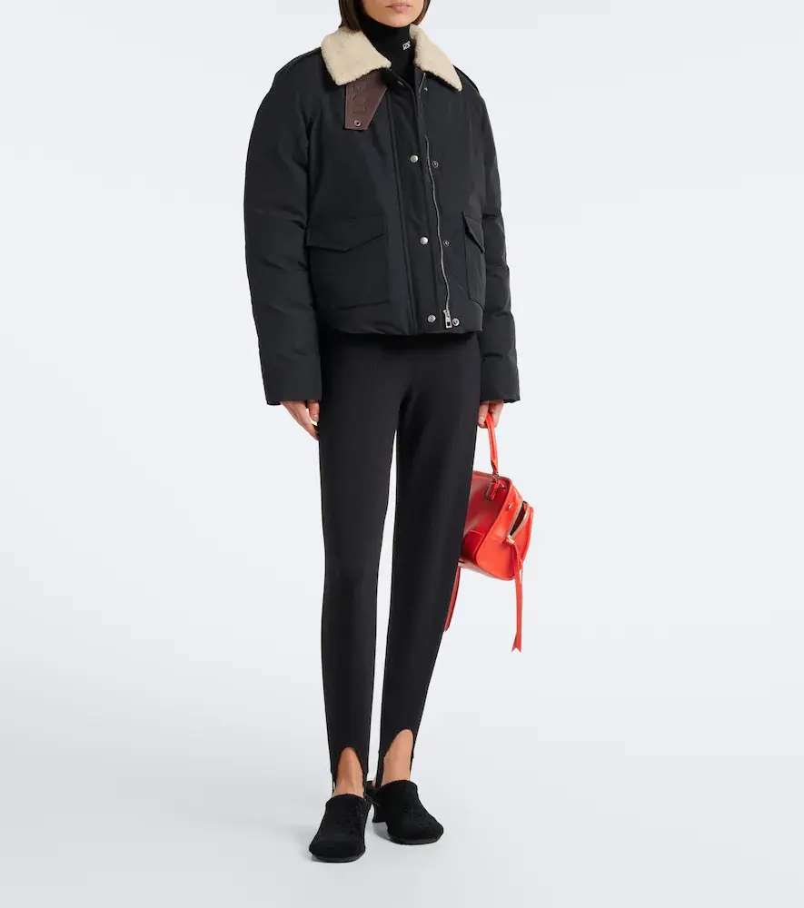 Loewe Padded shearling-trimmed cotton-blend jacket | Thumbnail 4