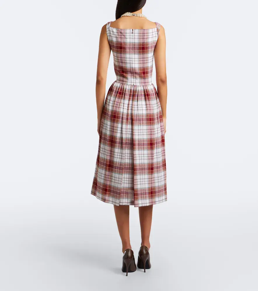 Vivienne Westwood Sunday draped tartan crêpe midi dress | Thumbnail 3 Vivienne Westwood Sunday draped tartan crêpe midi dress | Thumbnail 3