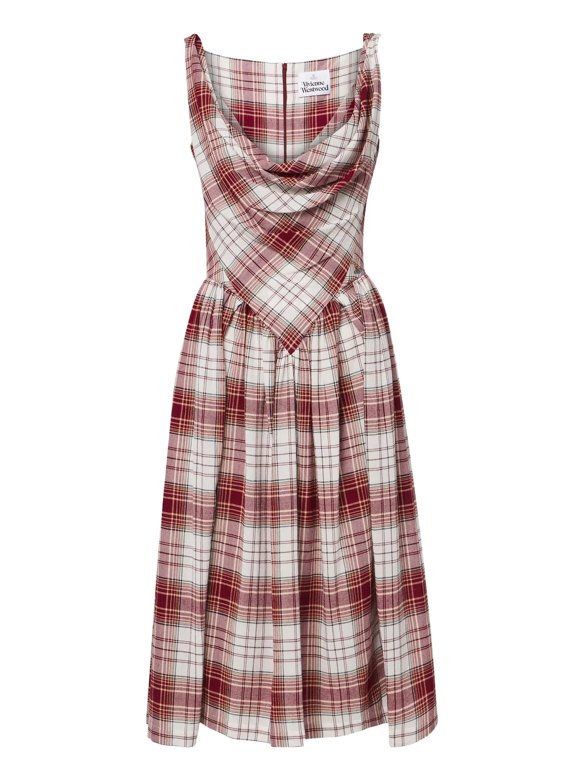 Sunday draped tartan crêpe midi dress