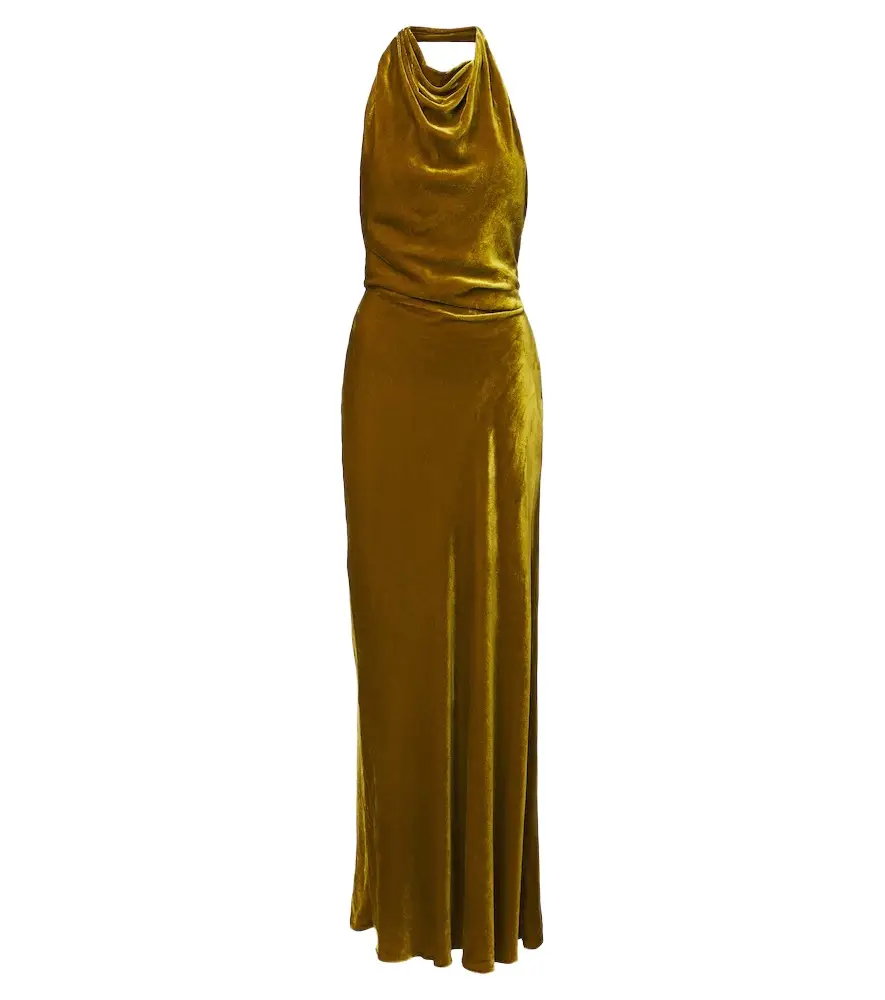 Reannon draped open-back velvet gown Reannon draped open-back velvet gown