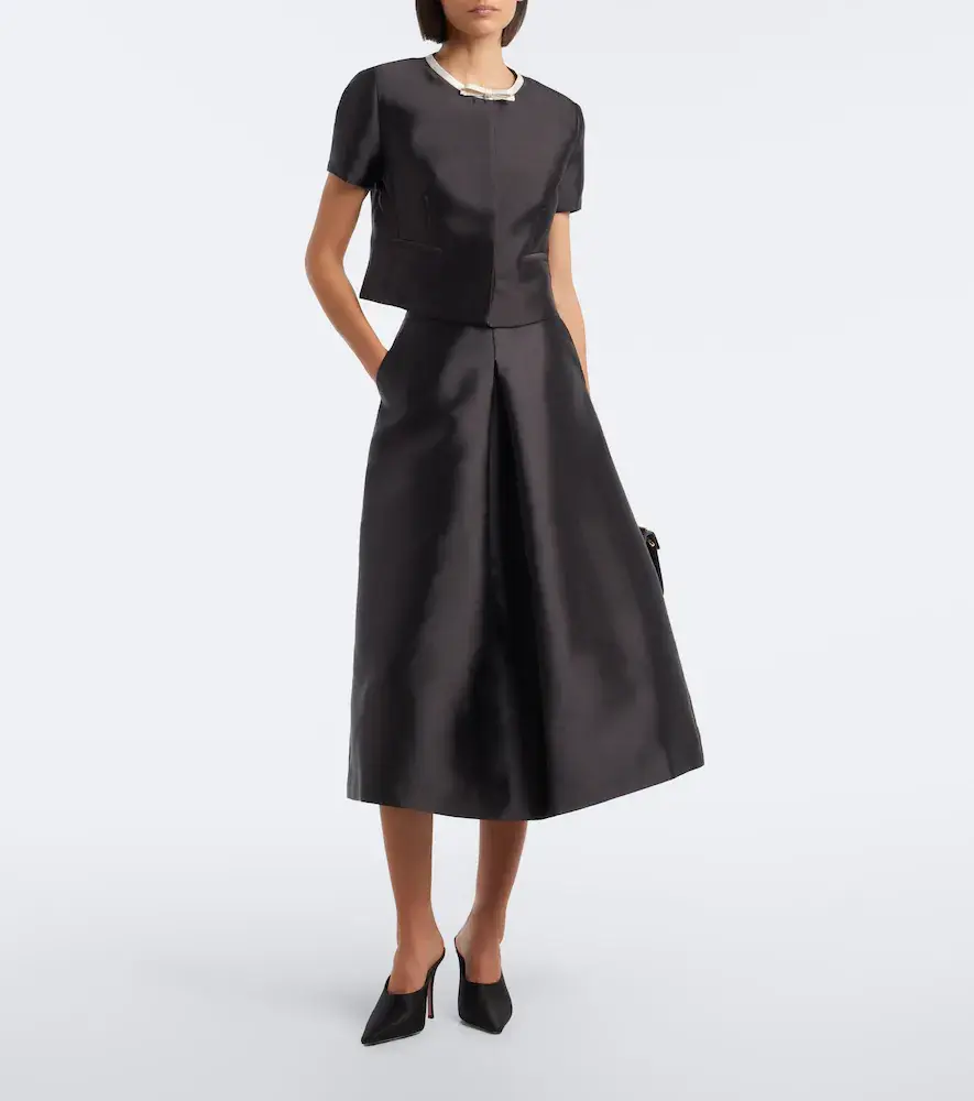 Simkhai Naelle bow-detail cropped satin top | Thumbnail 2