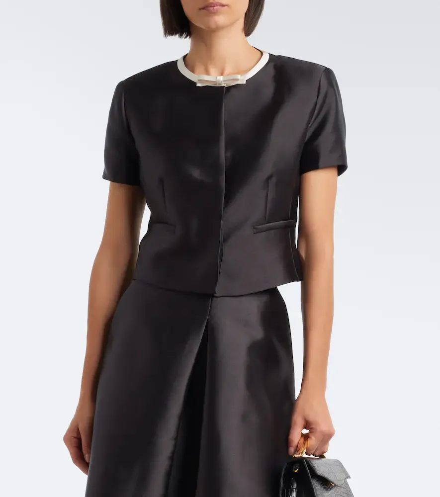 Simkhai Naelle bow-detail cropped satin top | Thumbnail 4
