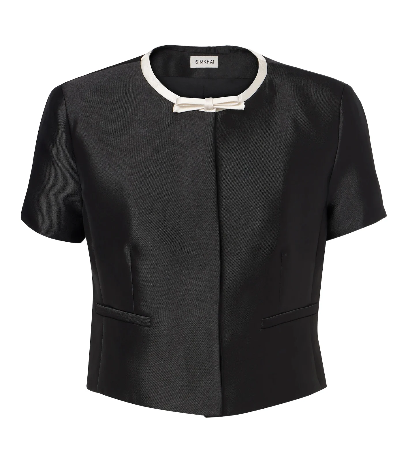Naelle bow-detail cropped satin top