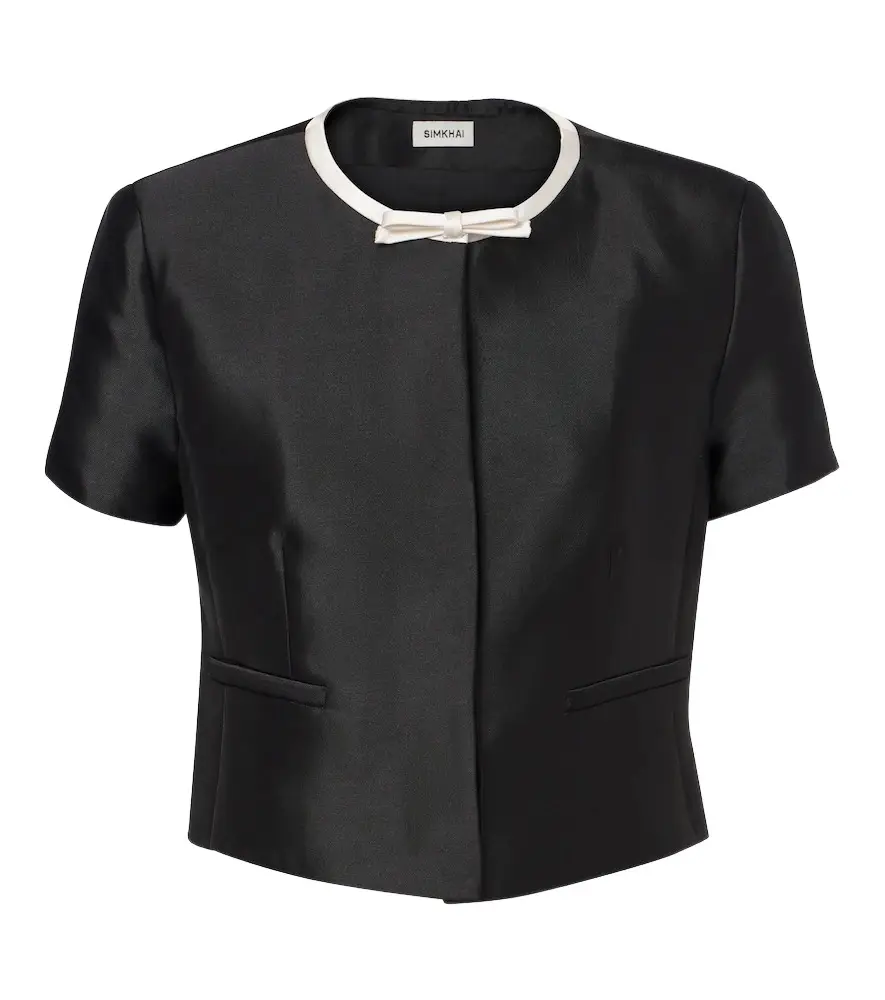 Naelle bow-detail cropped satin top Naelle bow-detail cropped satin top