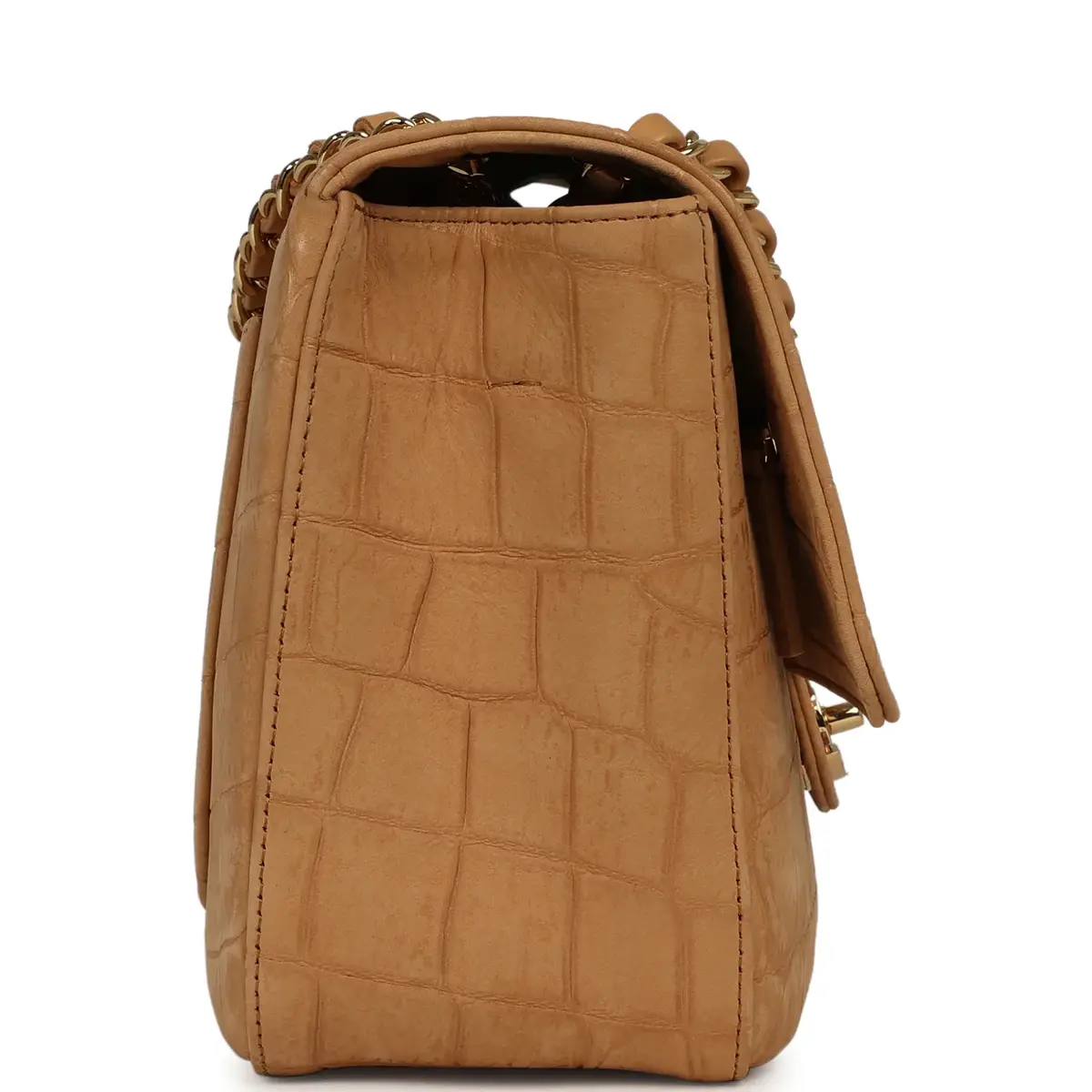 Chanel Chanel Maxi "Souplissimo" Small Flap Bag Camel Croc Embossed Suede Gold Hardware | Thumbnail 3 Chanel Chanel Maxi "Souplissimo" Small Flap Bag Camel Croc Embossed Suede Gold Hardware | Thumbnail 3