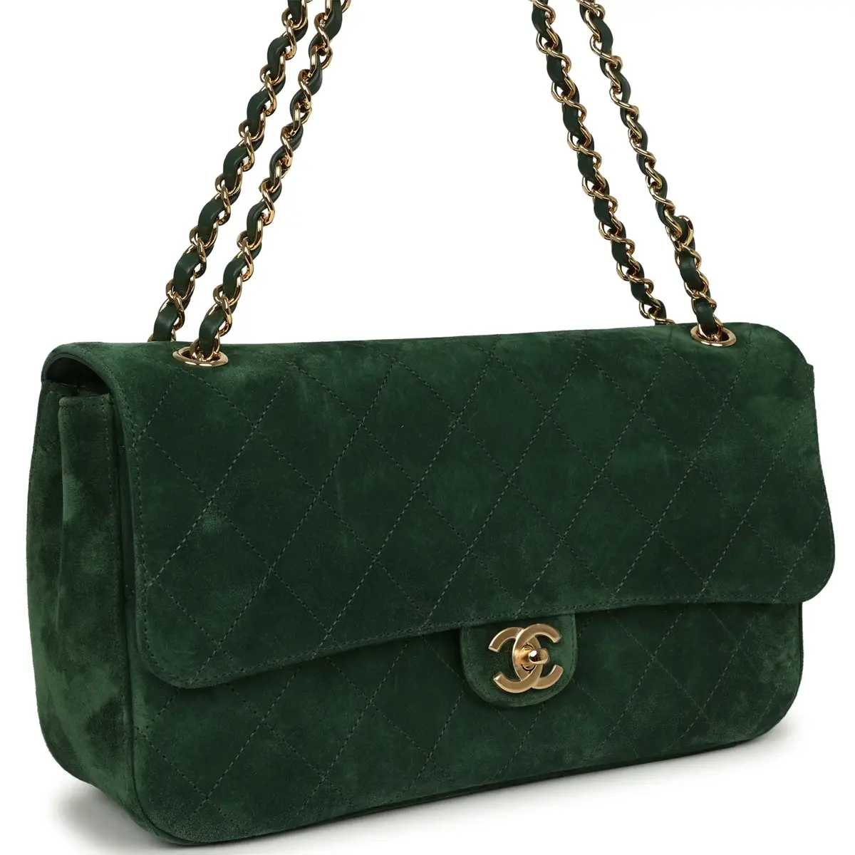 Chanel Chanel Maxi "Souplissimo" Small Flap Bag Dark Green Suede Gold Hardware | Thumbnail 2 Chanel Chanel Maxi "Souplissimo" Small Flap Bag Dark Green Suede Gold Hardware | Thumbnail 2