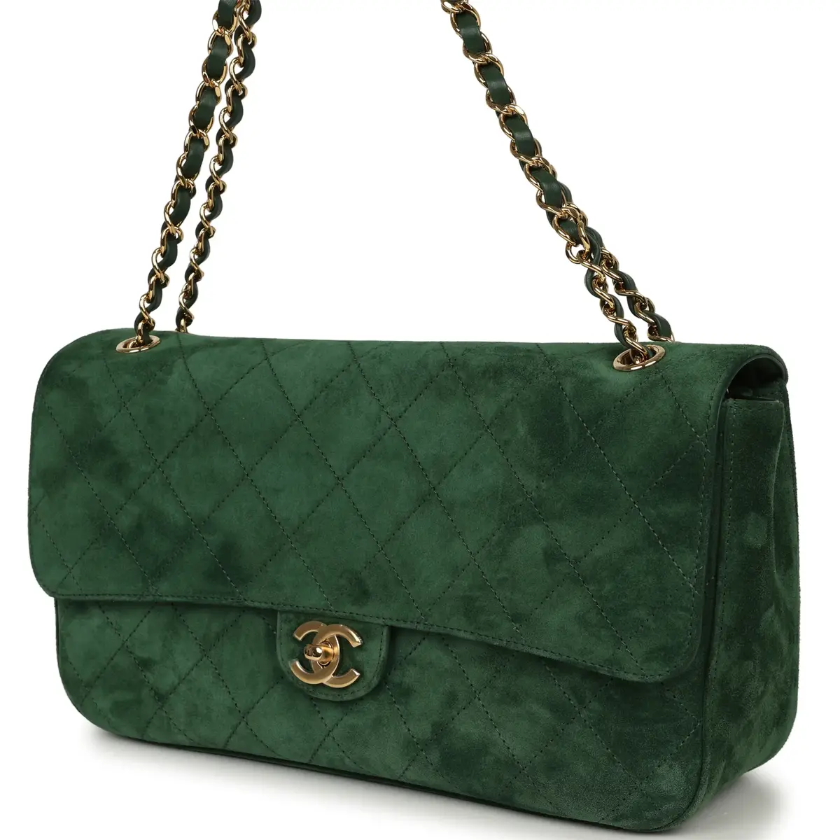 Chanel Chanel Maxi "Souplissimo" Small Flap Bag Dark Green Suede Gold Hardware | Thumbnail 5 Chanel Chanel Maxi "Souplissimo" Small Flap Bag Dark Green Suede Gold Hardware | Thumbnail 5