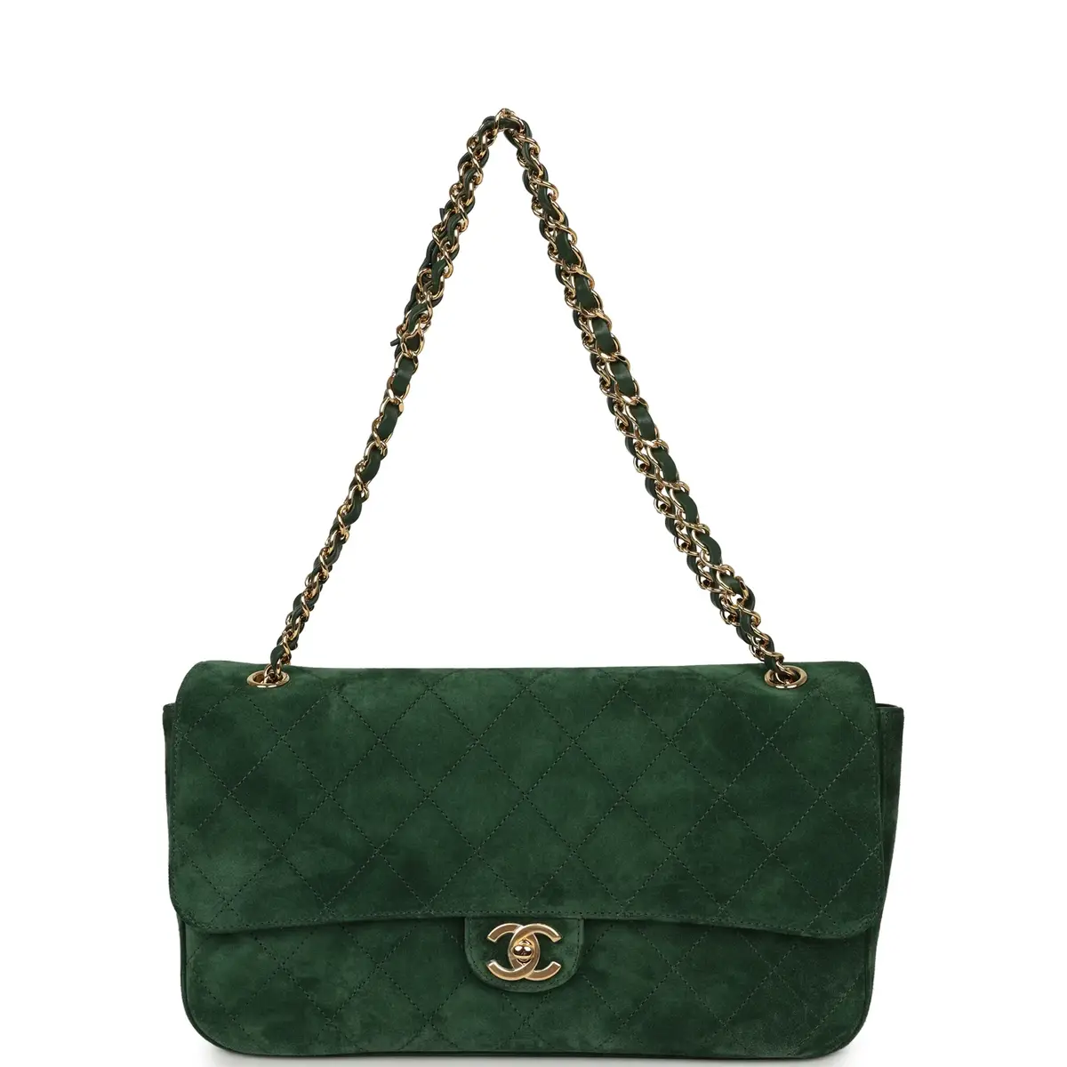 Chanel Chanel Maxi "Souplissimo" Small Flap Bag Dark Green Suede Gold Hardware | Thumbnail 7 Chanel Chanel Maxi "Souplissimo" Small Flap Bag Dark Green Suede Gold Hardware | Thumbnail 7