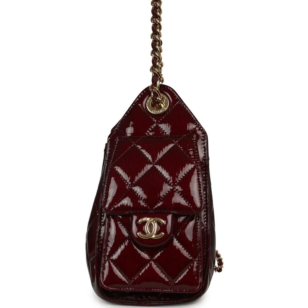 Chanel Chanel Mini 25 Hobo Bag Burgundy Patent Lambskin Gold Hardware | Thumbnail 3