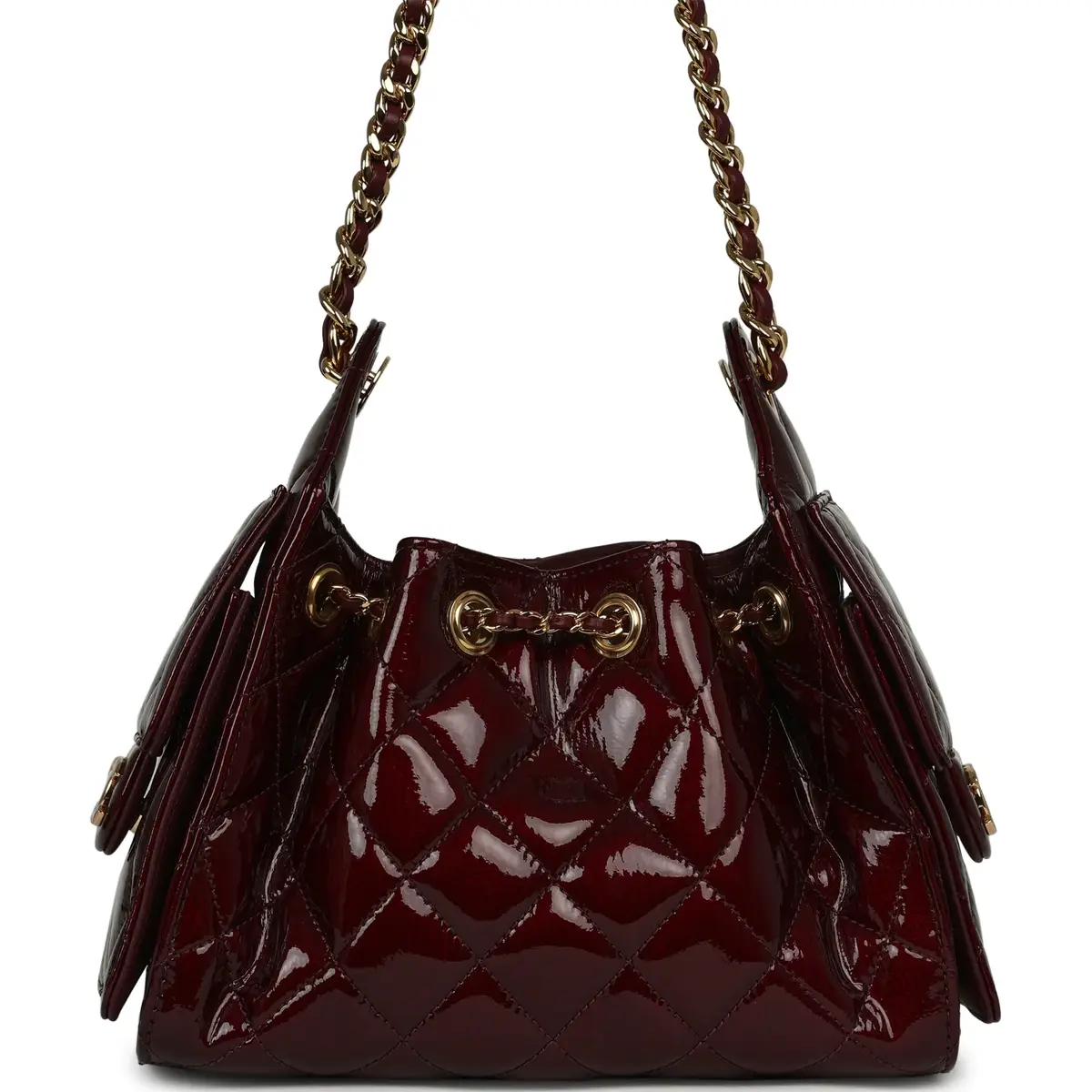 Chanel Chanel Mini 25 Hobo Bag Burgundy Patent Lambskin Gold Hardware | Thumbnail 4