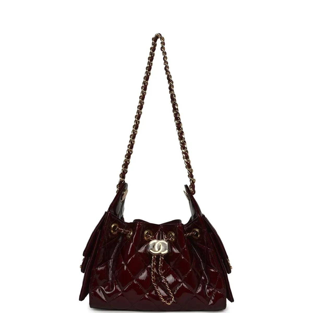 Chanel Chanel Mini 25 Hobo Bag Burgundy Patent Lambskin Gold Hardware | Thumbnail 6