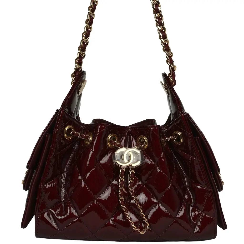 Chanel Mini 25 Hobo Bag Burgundy Patent Lambskin Gold Hardware Chanel Mini 25 Hobo Bag Burgundy Patent Lambskin Gold Hardware