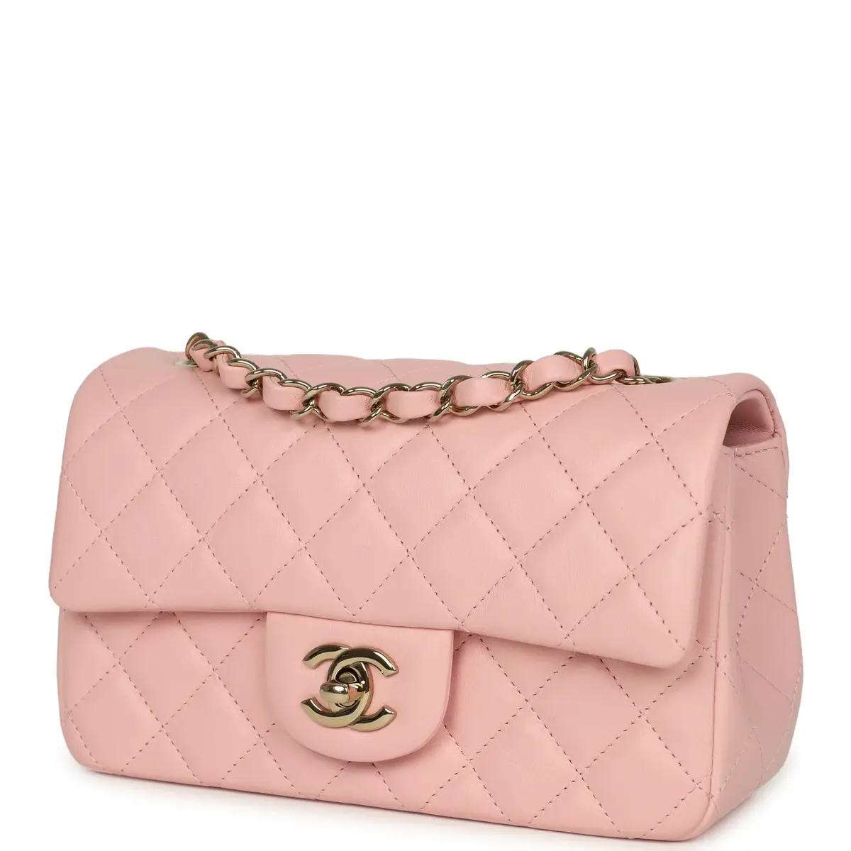 Chanel Chanel Mini Classic Rectangular Flap Bag Light Pink Lambskin Light Gold Hardware | Thumbnail 5 Chanel Chanel Mini Classic Rectangular Flap Bag Light Pink Lambskin Light Gold Hardware | Thumbnail 5