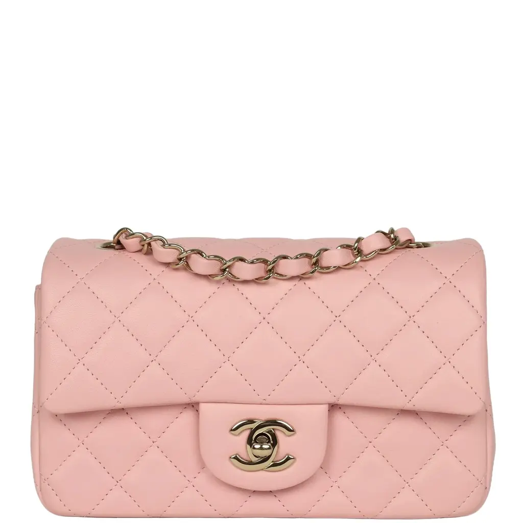 Chanel Mini Classic Rectangular Flap Bag Light Pink Lambskin Light Gold Hardware Chanel Mini Classic Rectangular Flap Bag Light Pink Lambskin Light Gold Hardware