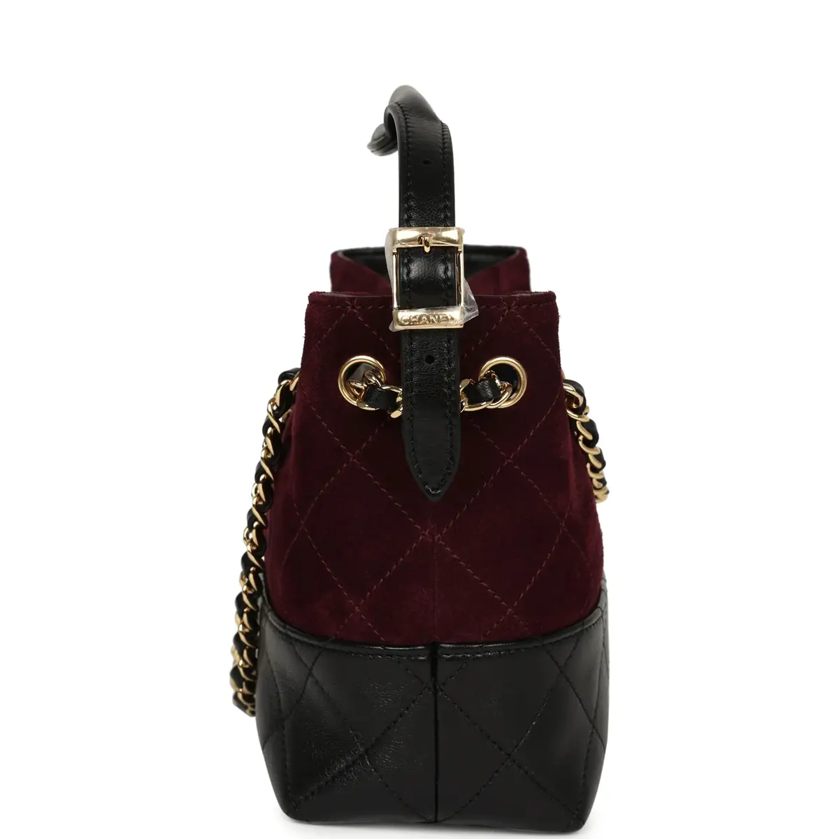 Chanel Chanel Mini Coco Base Bag Burgundy Suede, Black Lambskin Gold Hardware | Thumbnail 3 Chanel Chanel Mini Coco Base Bag Burgundy Suede, Black Lambskin Gold Hardware | Thumbnail 3