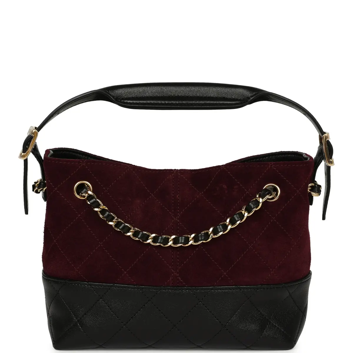 Chanel Chanel Mini Coco Base Bag Burgundy Suede, Black Lambskin Gold Hardware | Thumbnail 4 Chanel Chanel Mini Coco Base Bag Burgundy Suede, Black Lambskin Gold Hardware | Thumbnail 4
