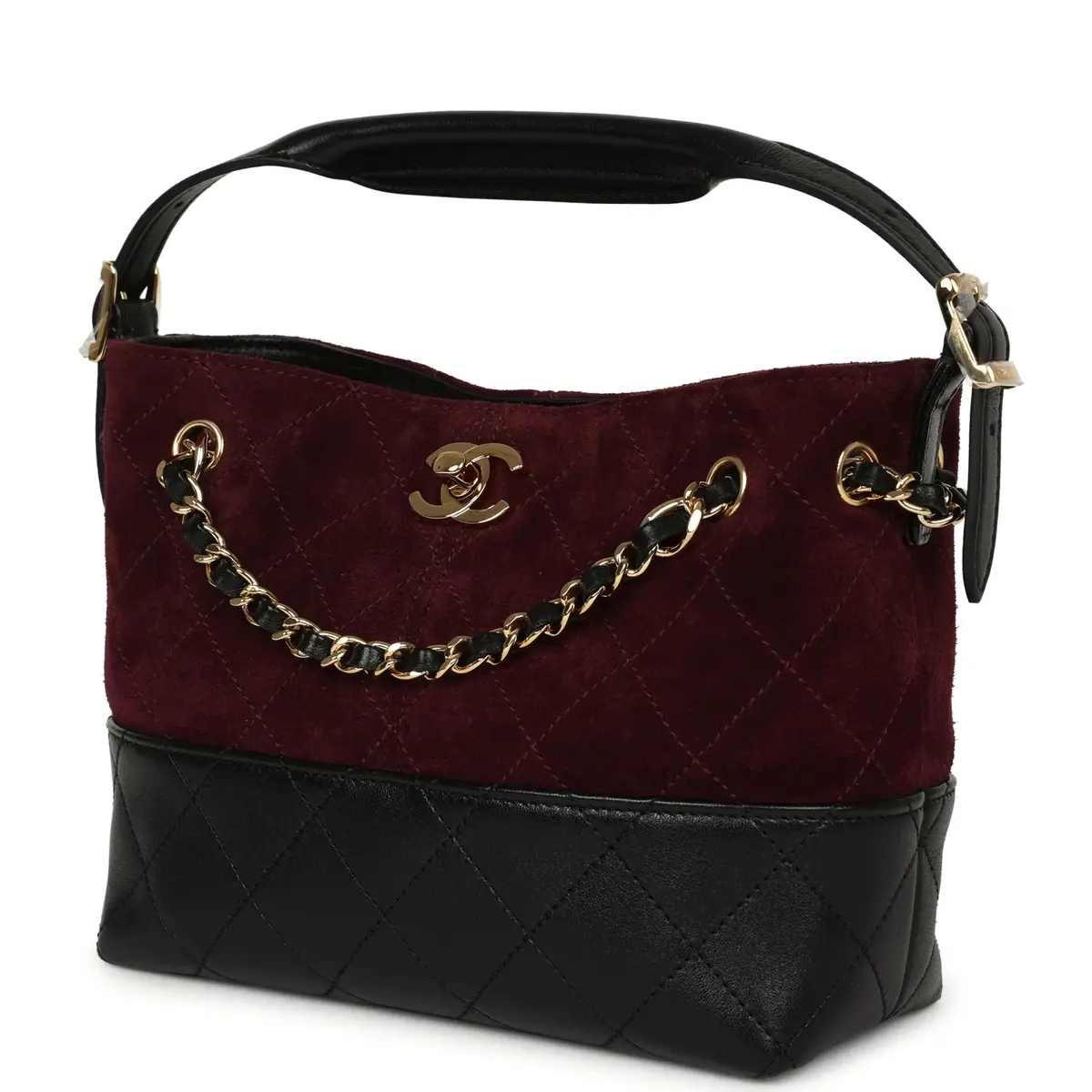 Chanel Chanel Mini Coco Base Bag Burgundy Suede, Black Lambskin Gold Hardware | Thumbnail 5 Chanel Chanel Mini Coco Base Bag Burgundy Suede, Black Lambskin Gold Hardware | Thumbnail 5