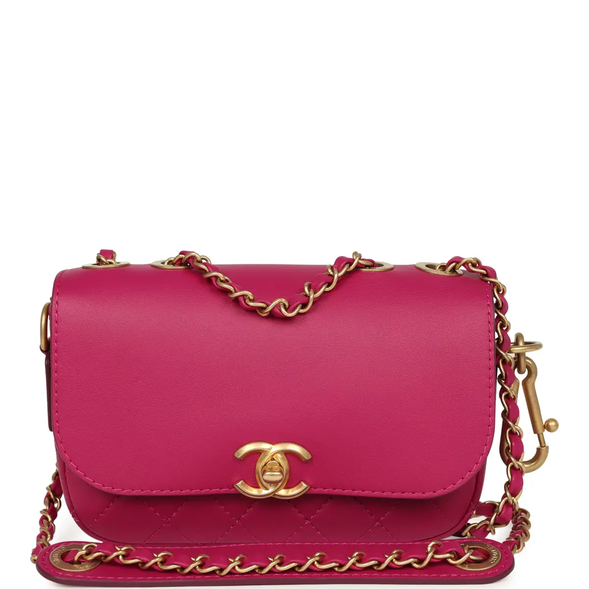 Chanel Chanel Mini Flap Bag with Round Coin Pouch Fuchsia Calfskin Antique Gold Hardware | Thumbnail 2 Chanel Chanel Mini Flap Bag with Round Coin Pouch Fuchsia Calfskin Antique Gold Hardware | Thumbnail 2
