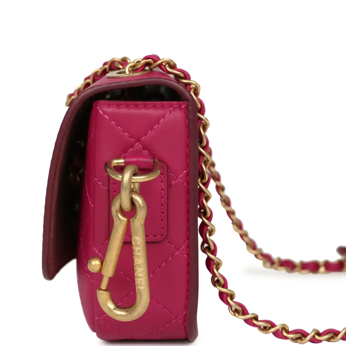 Chanel Chanel Mini Flap Bag with Round Coin Pouch Fuchsia Calfskin Antique Gold Hardware | Thumbnail 6 Chanel Chanel Mini Flap Bag with Round Coin Pouch Fuchsia Calfskin Antique Gold Hardware | Thumbnail 6