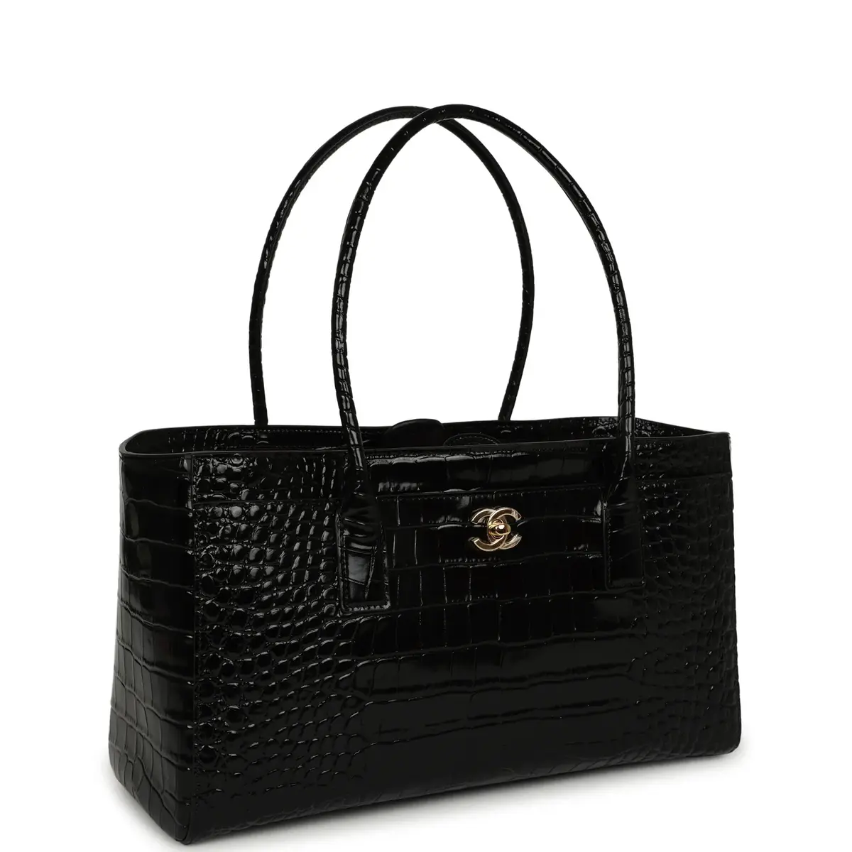 Chanel Chanel Small Cerf Shopping Bag Black Croc Embossed Calfskin Gold Hardware | Thumbnail 2 Chanel Chanel Small Cerf Shopping Bag Black Croc Embossed Calfskin Gold Hardware | Thumbnail 2