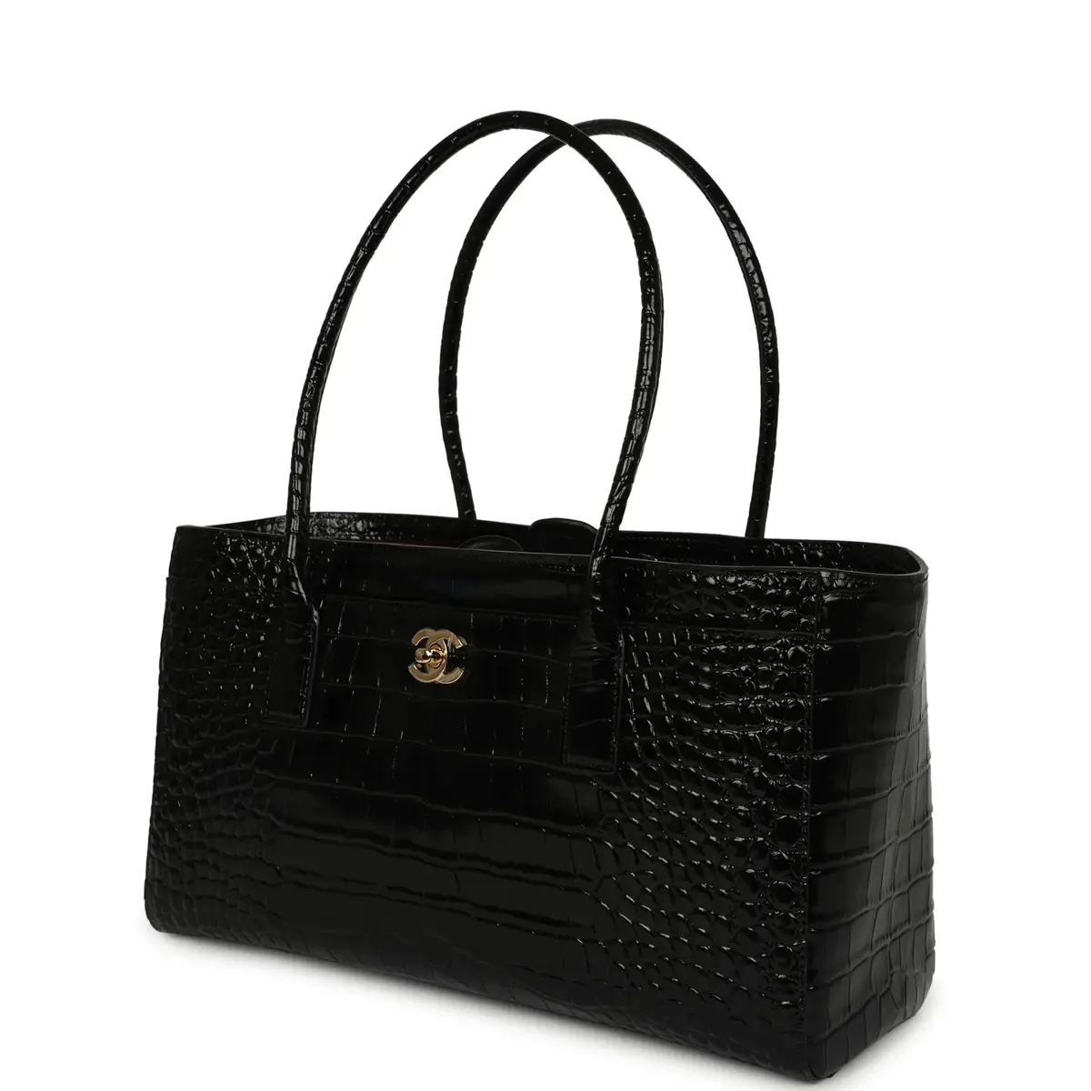 Chanel Chanel Small Cerf Shopping Bag Black Croc Embossed Calfskin Gold Hardware | Thumbnail 5 Chanel Chanel Small Cerf Shopping Bag Black Croc Embossed Calfskin Gold Hardware | Thumbnail 5