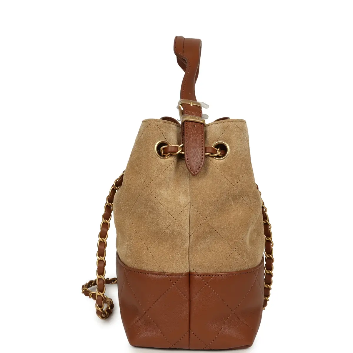 Chanel Chanel Small Coco Base Hobo Bag Beige Suede, Camel Lambskin Brushed Gold Hardware | Thumbnail 3 Chanel Chanel Small Coco Base Hobo Bag Beige Suede, Camel Lambskin Brushed Gold Hardware | Thumbnail 3