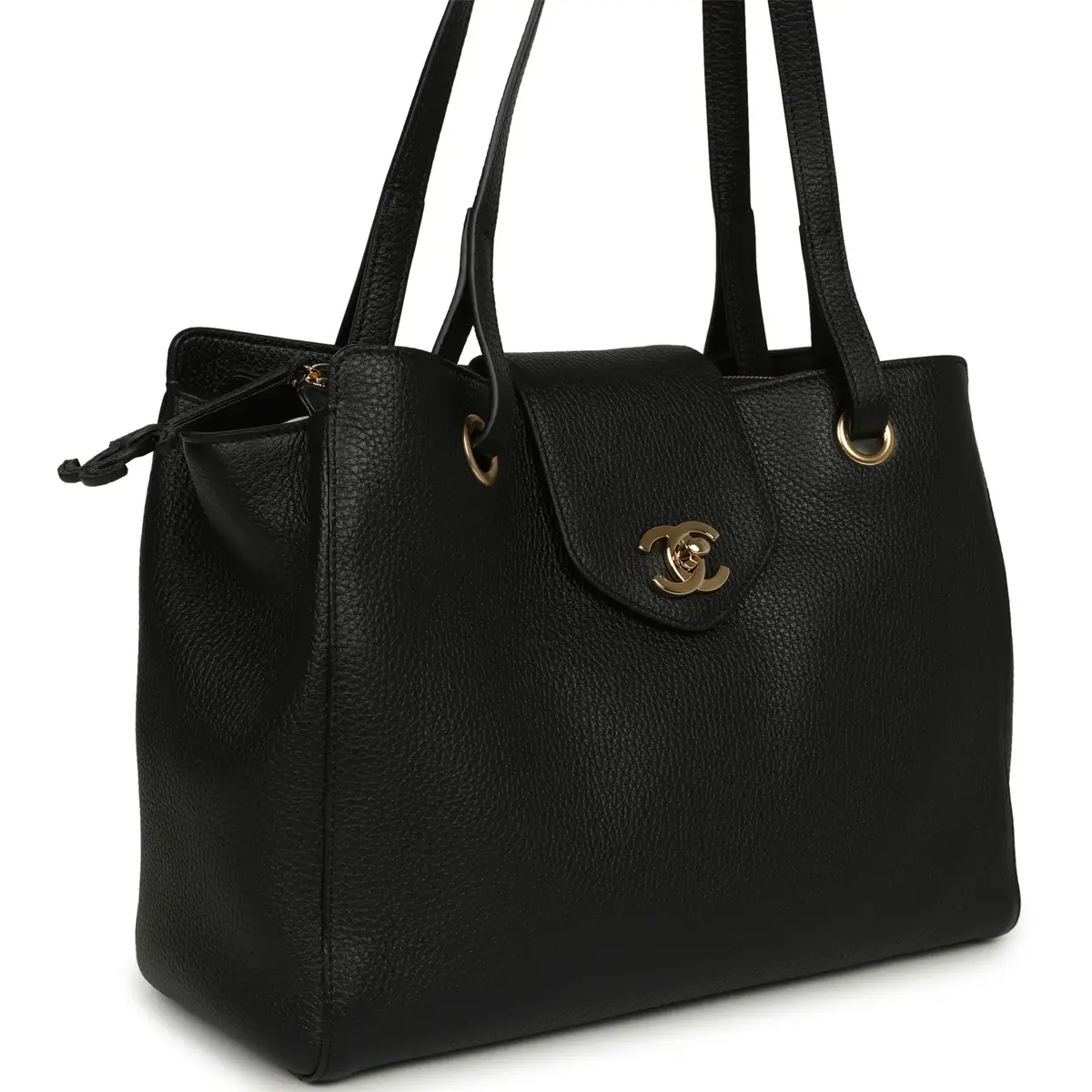 Chanel Chanel Small Shopping Tote Black Grained Calfskin Gold Hardware | Thumbnail 2 Chanel Chanel Small Shopping Tote Black Grained Calfskin Gold Hardware | Thumbnail 2