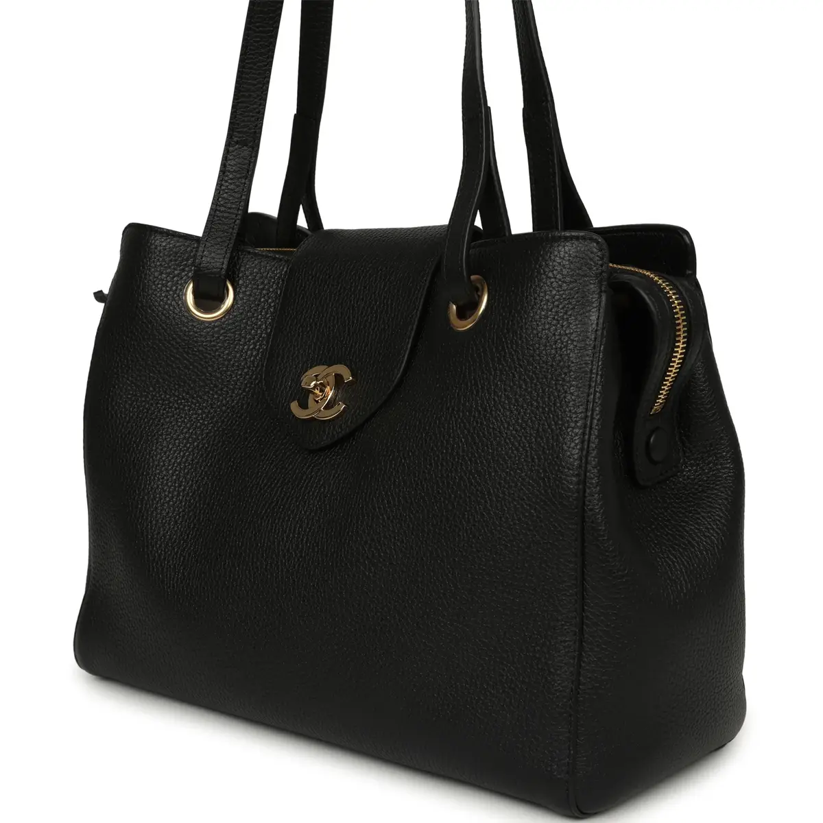 Chanel Chanel Small Shopping Tote Black Grained Calfskin Gold Hardware | Thumbnail 6 Chanel Chanel Small Shopping Tote Black Grained Calfskin Gold Hardware | Thumbnail 6