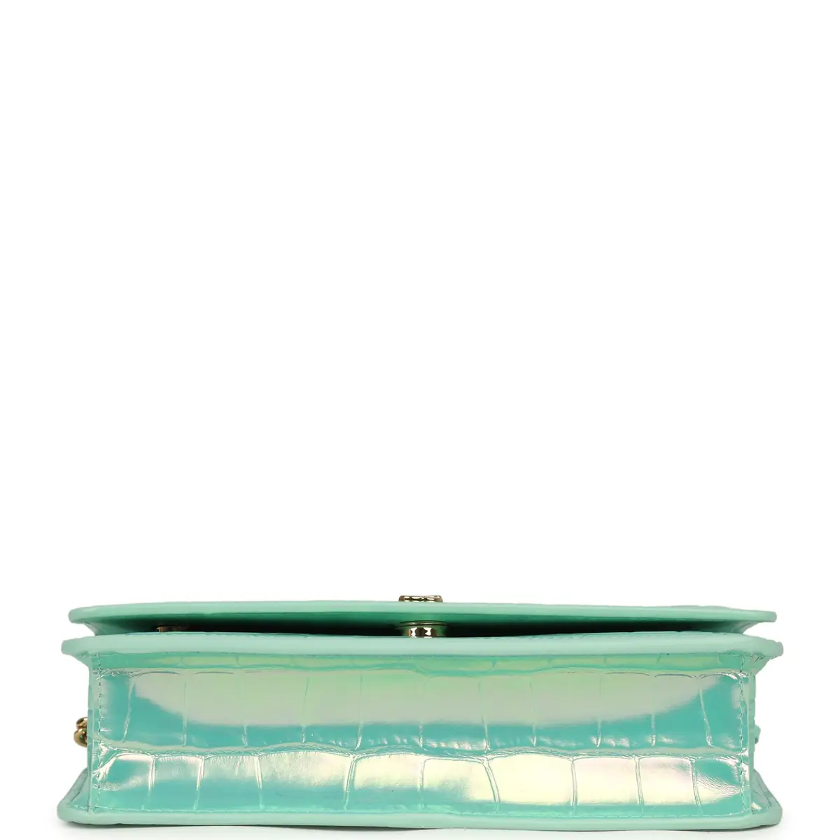 Chanel Chanel Wallet on Chain WOC Turquoise Iridescent Croc Embossed Calfskin Gold Hardware | Thumbnail 6
