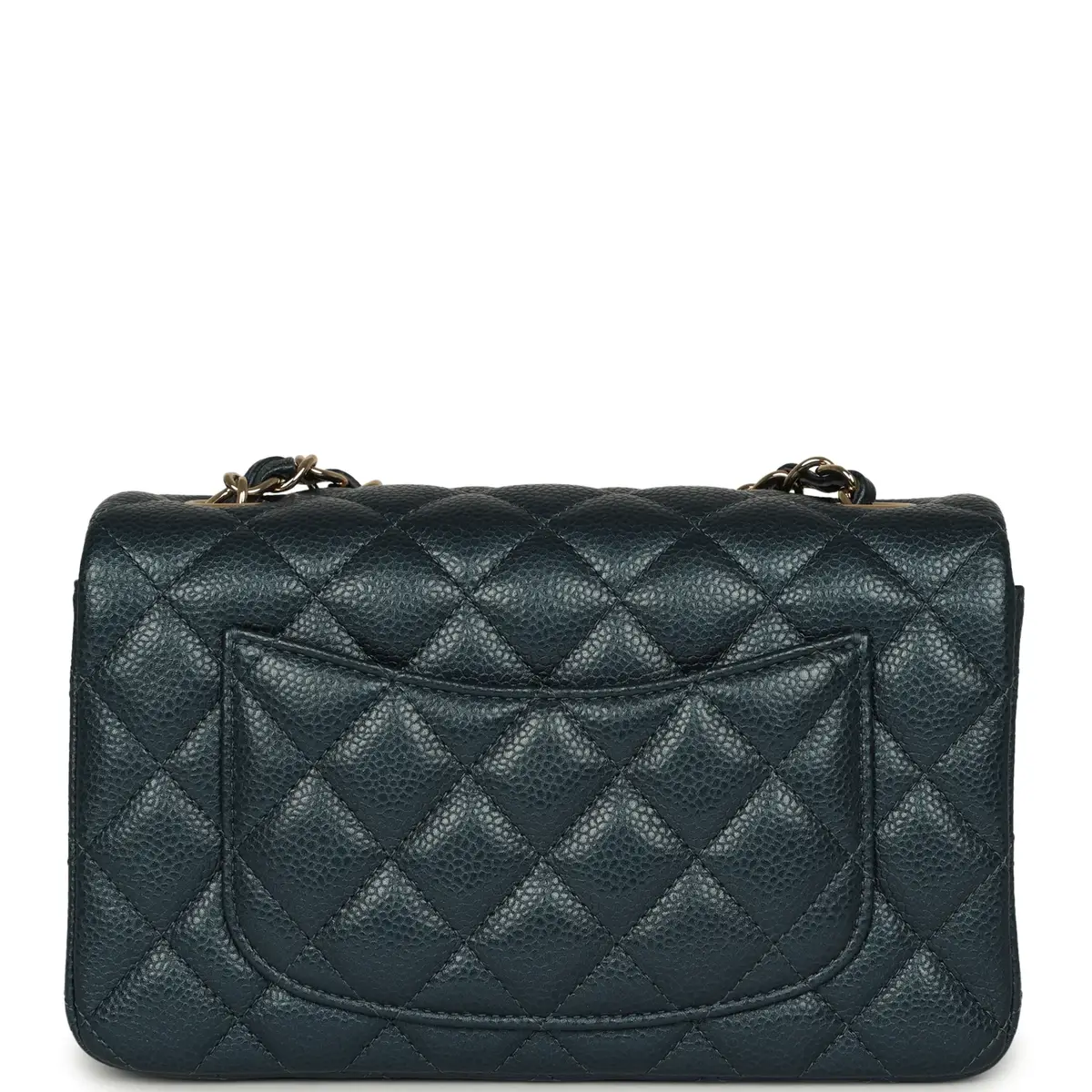 Chanel Pre-owned Chanel Mini Classic Rectangular Flap Bag Blue Iridescent Caviar Light Gold Hardware | Thumbnail 4 Chanel Pre-owned Chanel Mini Classic Rectangular Flap Bag Blue Iridescent Caviar Light Gold Hardware | Thumbnail 4